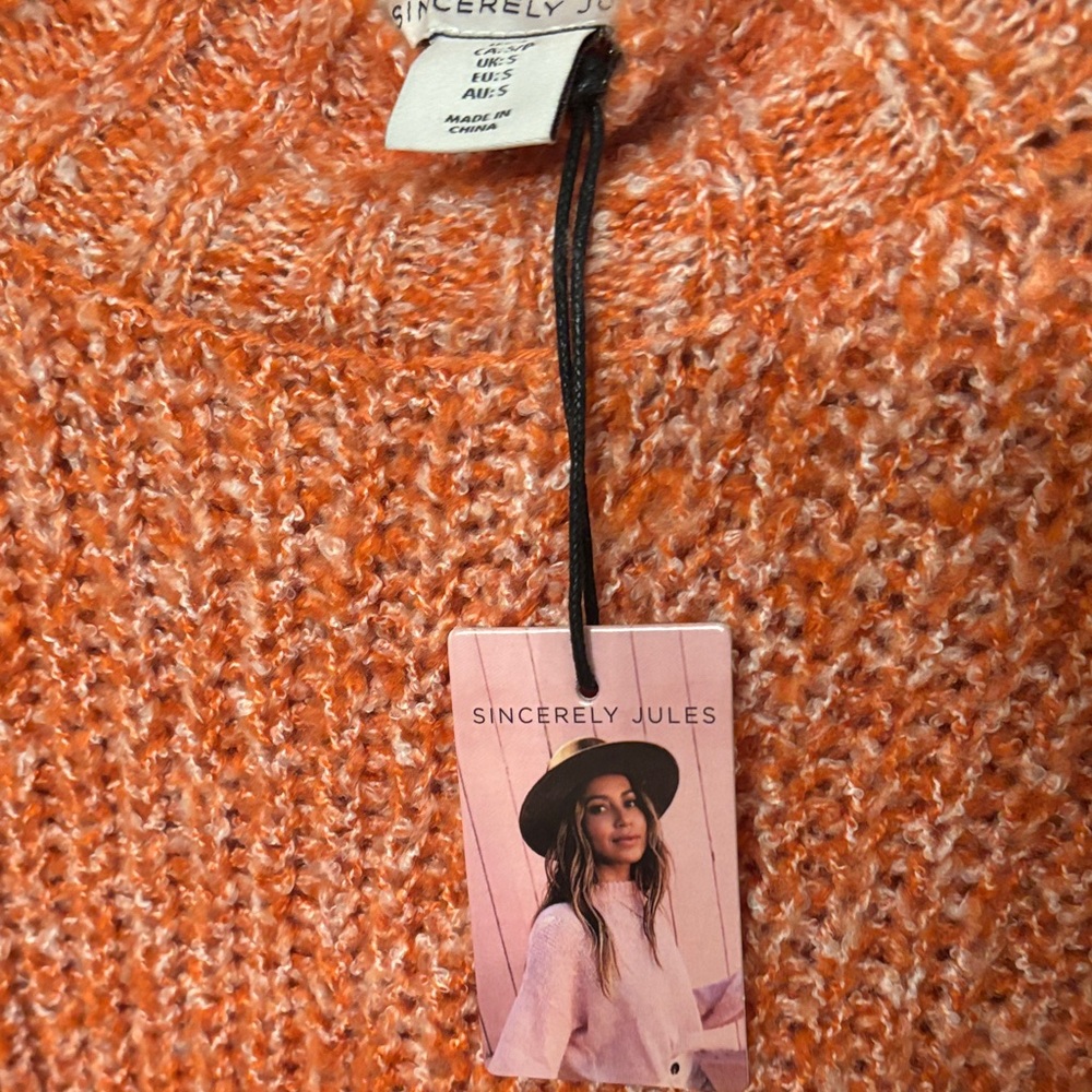 Sincerely Jules Orange Turtleneck Sweater~Sz Small - Picture 4 of 4